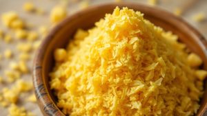 BioFresh 19 Fulgi aurii de drojdie nutritivă într-un bol.