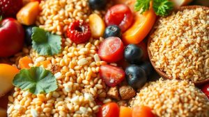 Fibre prebiotice în alimente sănătoase și colorate.